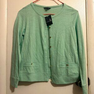 Womens Size M Petite Lands' End Mint Spritz Slub Cardigan-NWT